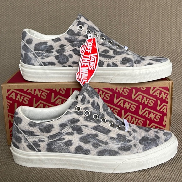 Vans Shoes - Vans Women's Gray and White Leopard Print Low Top Sneakers
